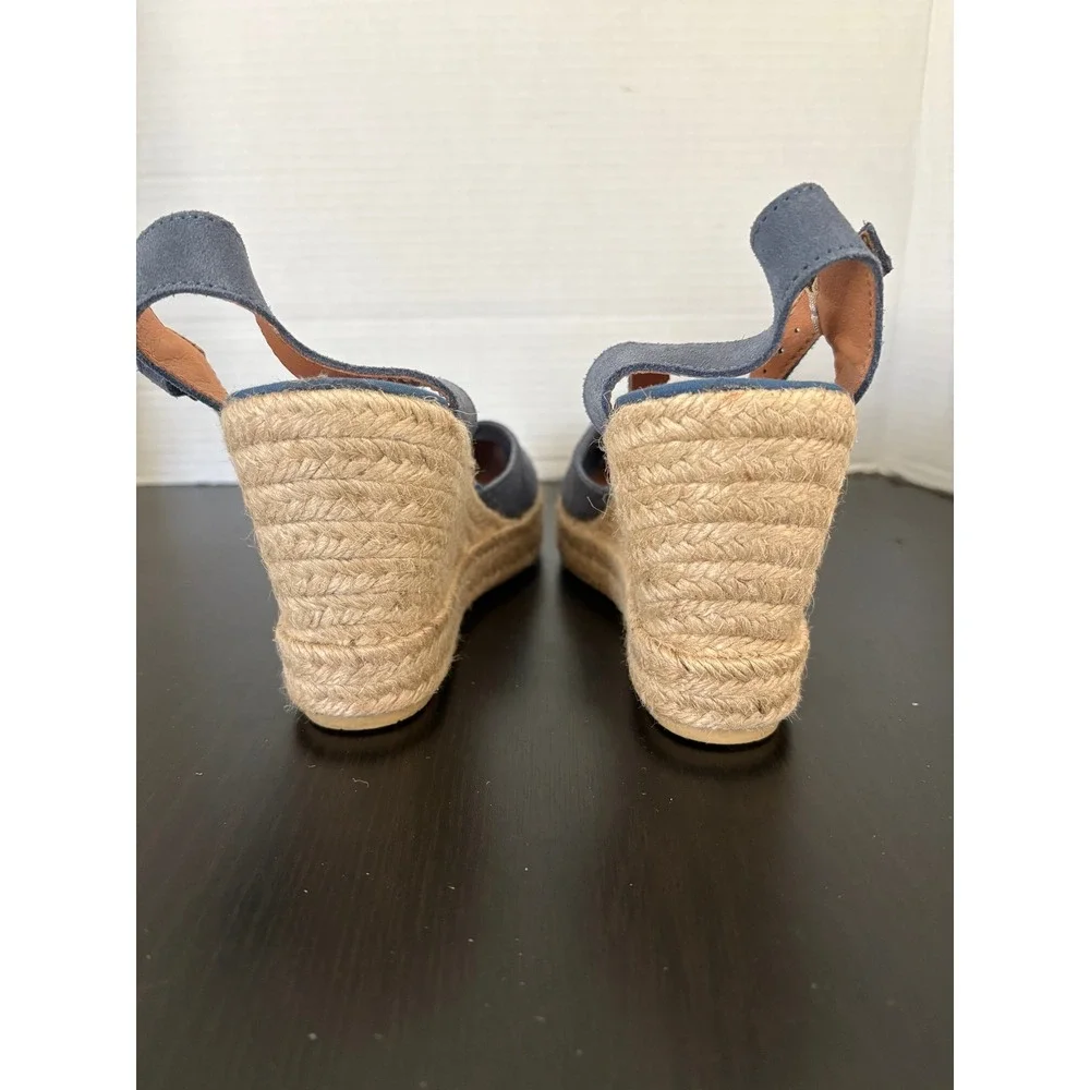 Verbenas Womens Espadrille Wedges Size 9 Blue Suede Platform Ankle Strap Spain - Picture 9 of 15